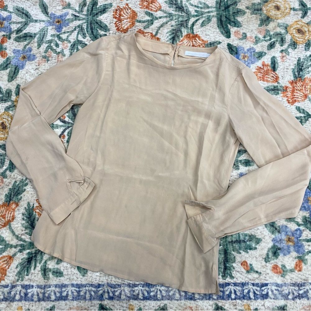 Anne Fontaine Silk Nude Blouse Classic Style Luxury Women’s maribelle size s
